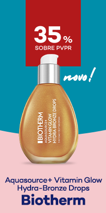 Aquasource+ Vitamin Glow Hydra-Bronze Drops com destaque promocional de 35% sobre pre&ccedil;o de Venda ao P&uacute;blico Recomendado